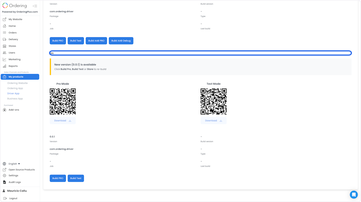 Acción de descarga de Driver App