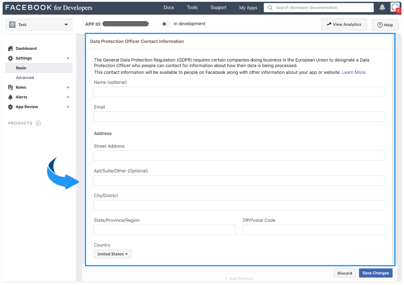 Data Protection Officer Contact Information en Settings Basic
