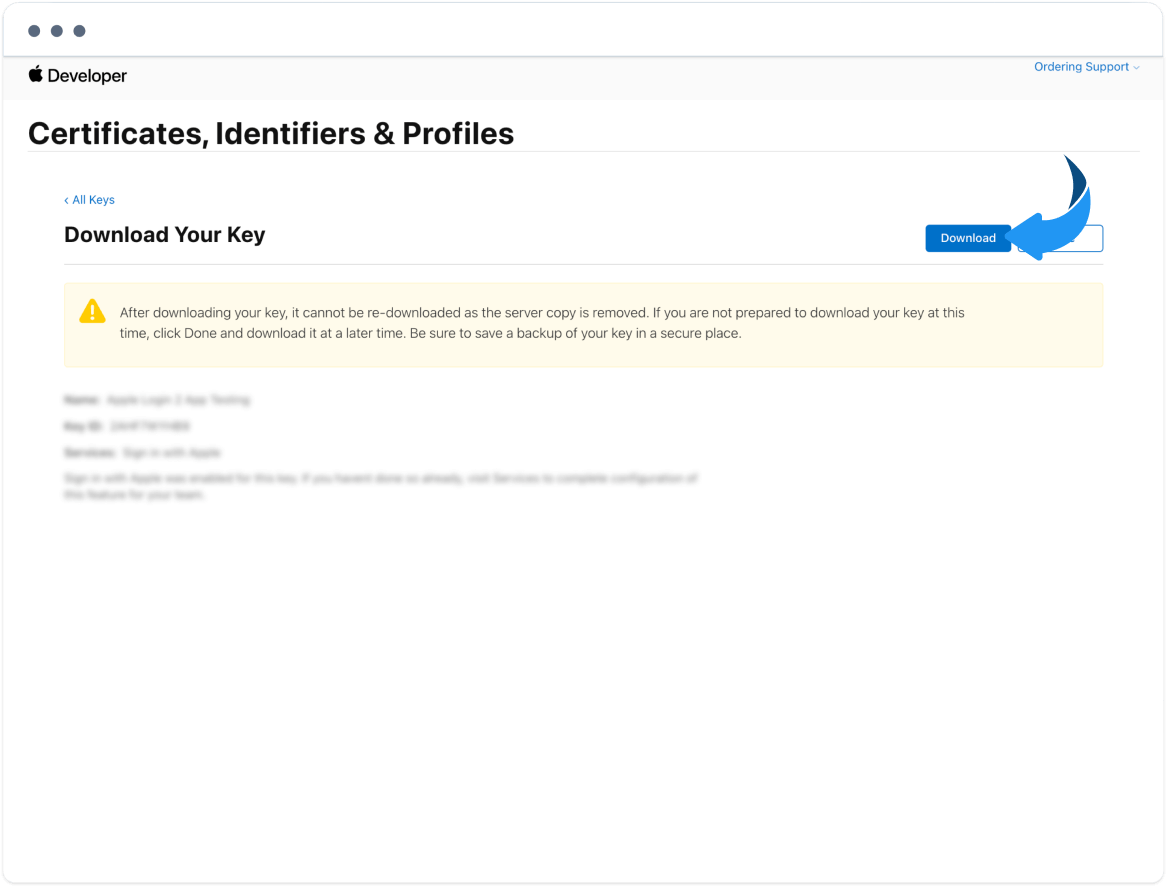 Descarga de la clave Sign in with Apple