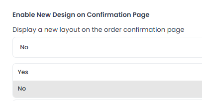 Selector Enable New Design on Confirmation Page