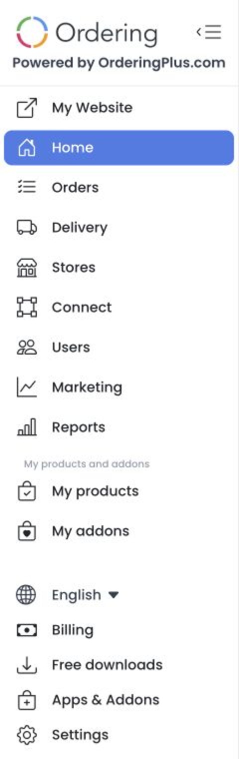 Dashboard sidebar showing My Website and auxiliary navigation