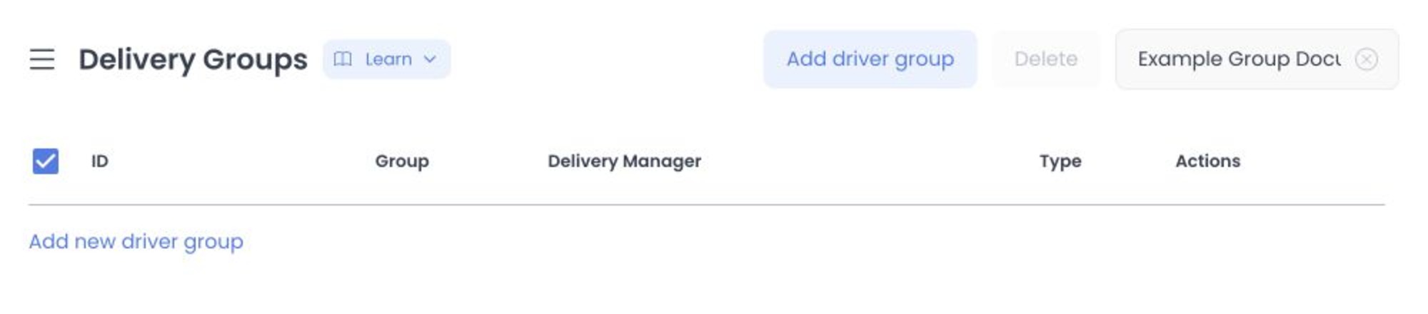 Delivery Groups list with Search applied and no matching groups