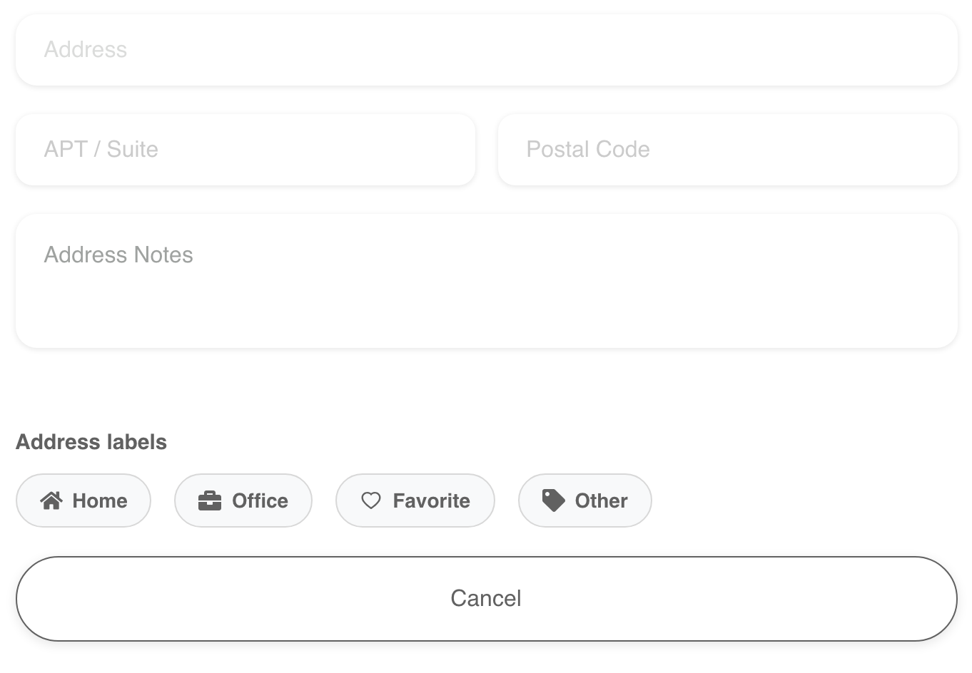 Desktop Website blank Add address form before address search or submission