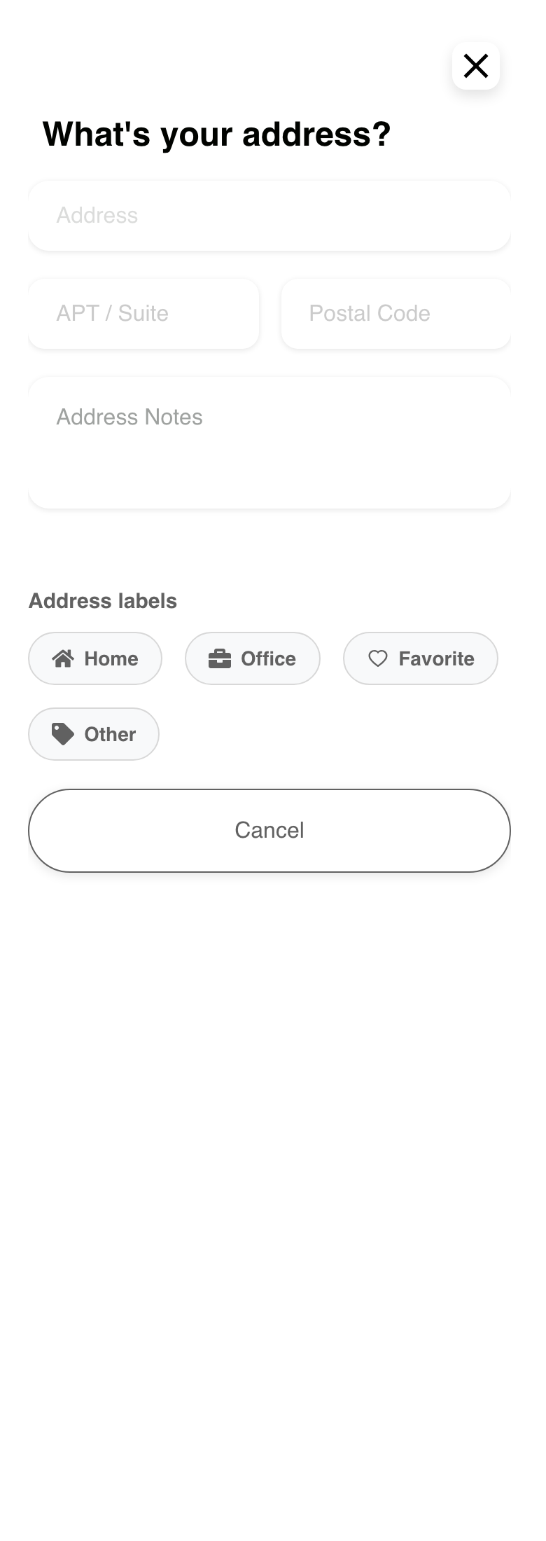 Mobile Website blank Add address form before address search or submission
