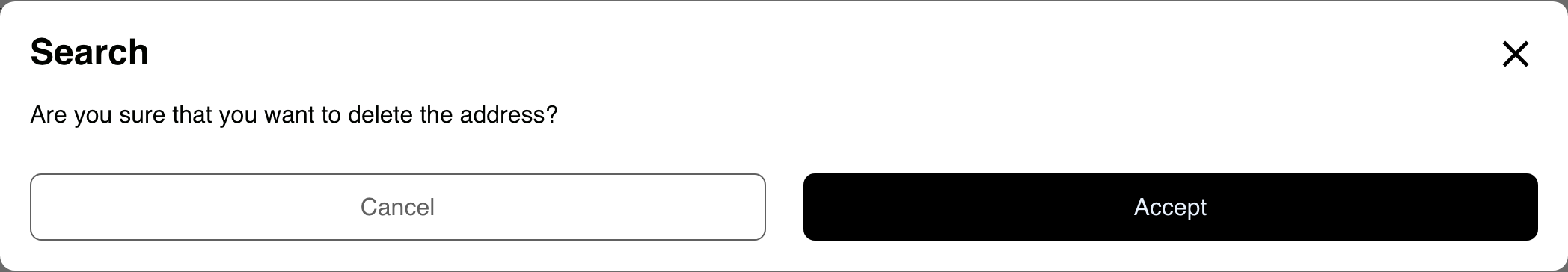 Desktop Website confirmation asking whether to delete a saved synthetic address before acceptance