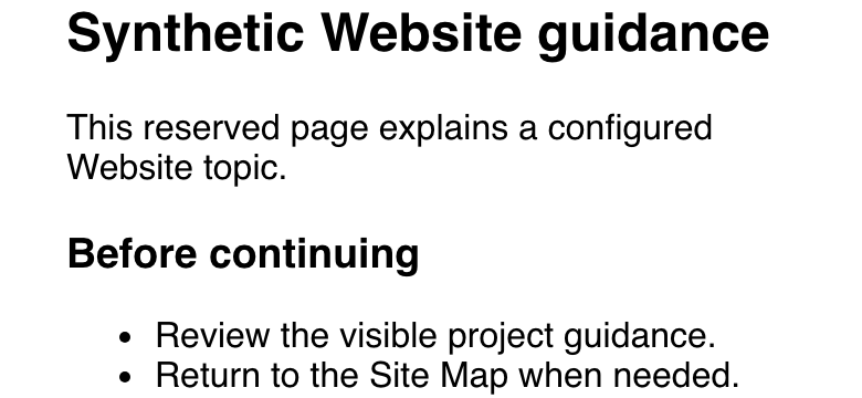 Mobile Website configured public content page showing responsive inert synthetic guidance