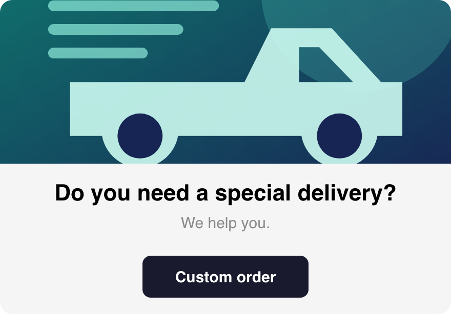 Mobile Website Custom order banner for a special synthetic delivery