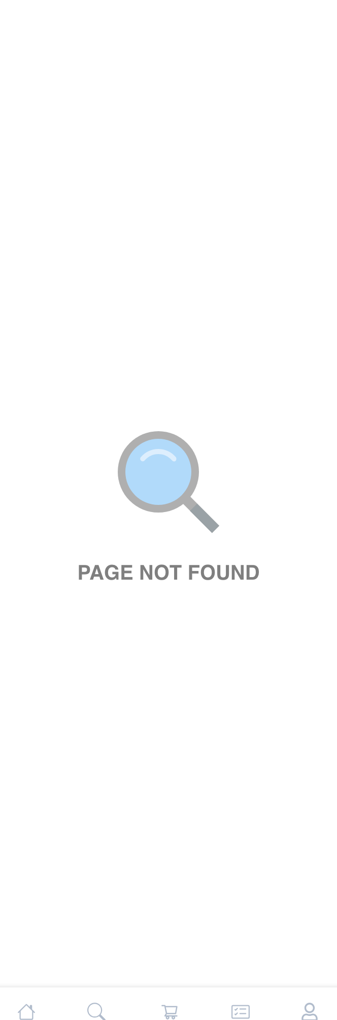 Mobile Website global route fallback showing the responsive PAGE NOT FOUND presentation