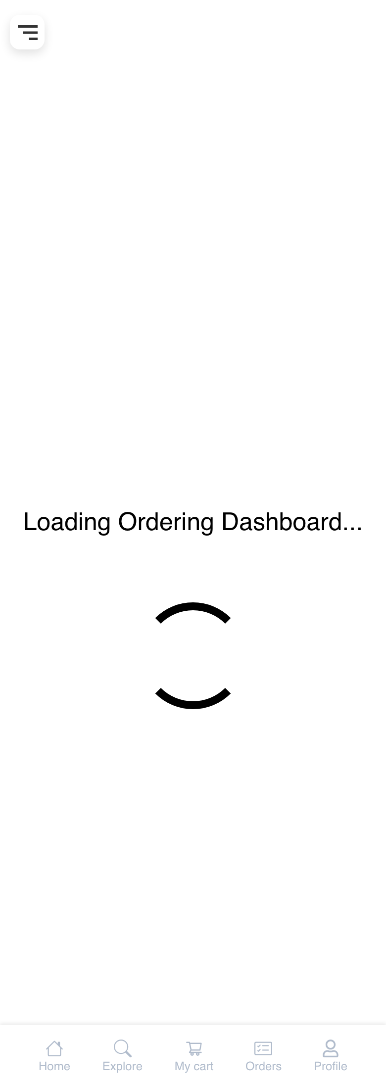 Mobile Website supported-integration handoff showing its responsive generic loading state