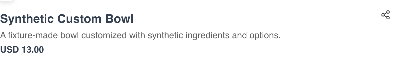 Sold-out product details showing its name, description, and base price