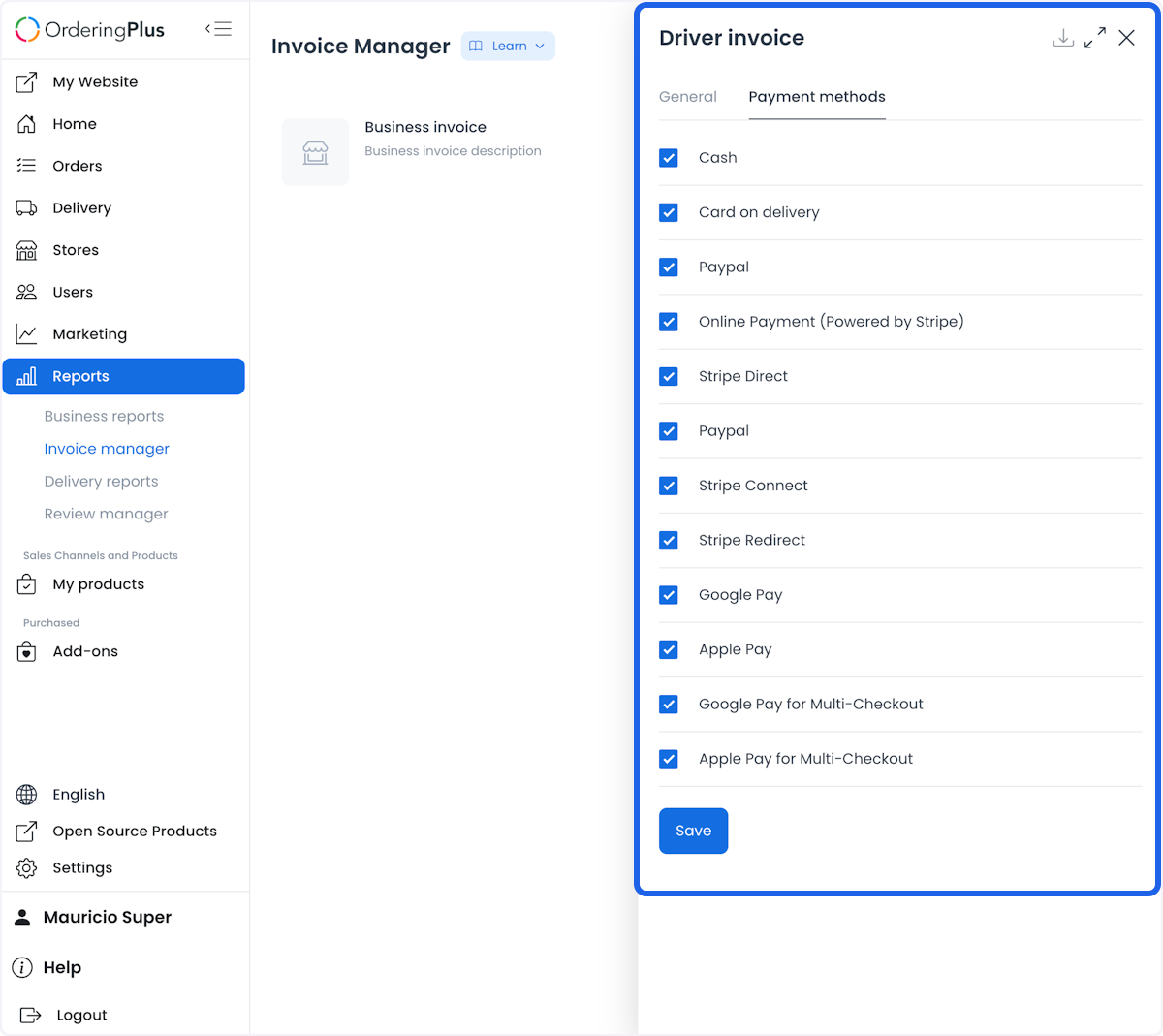 Driver invoice fee, delivery-price, tip, tax, and miscellaneous fields