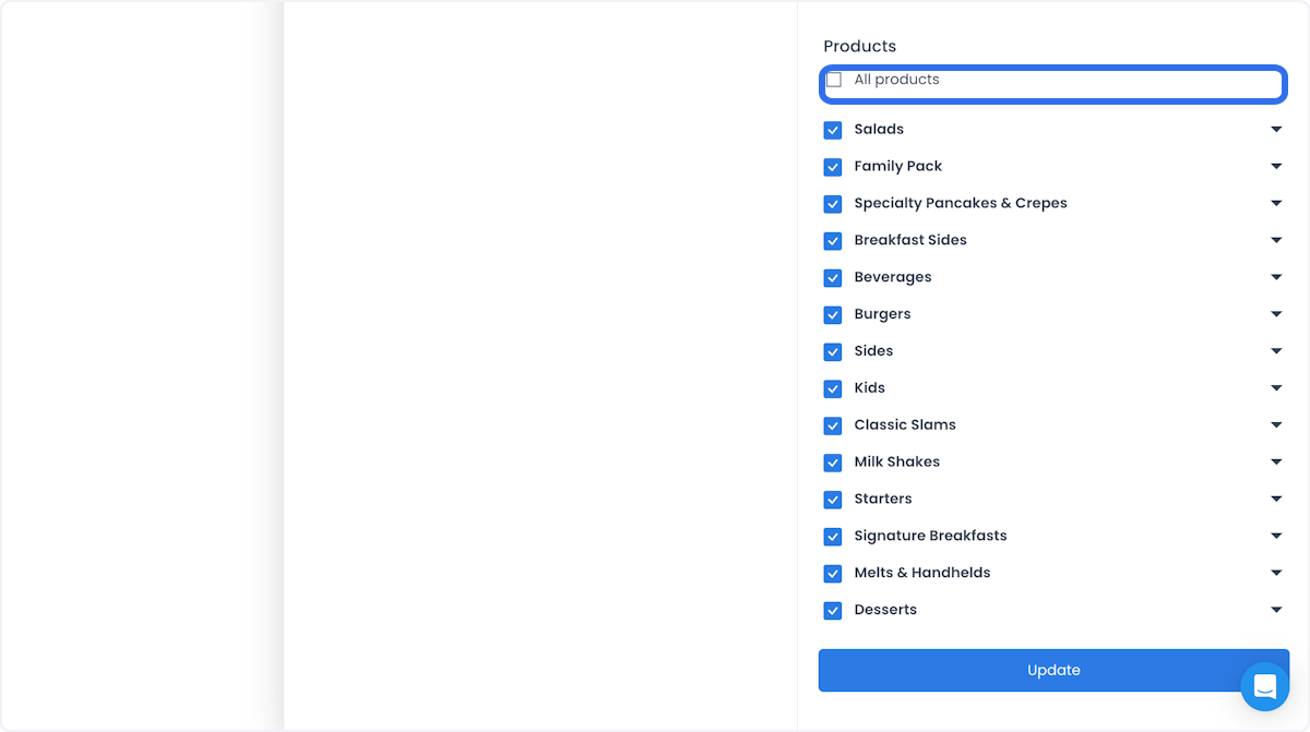 Add products within a store menu