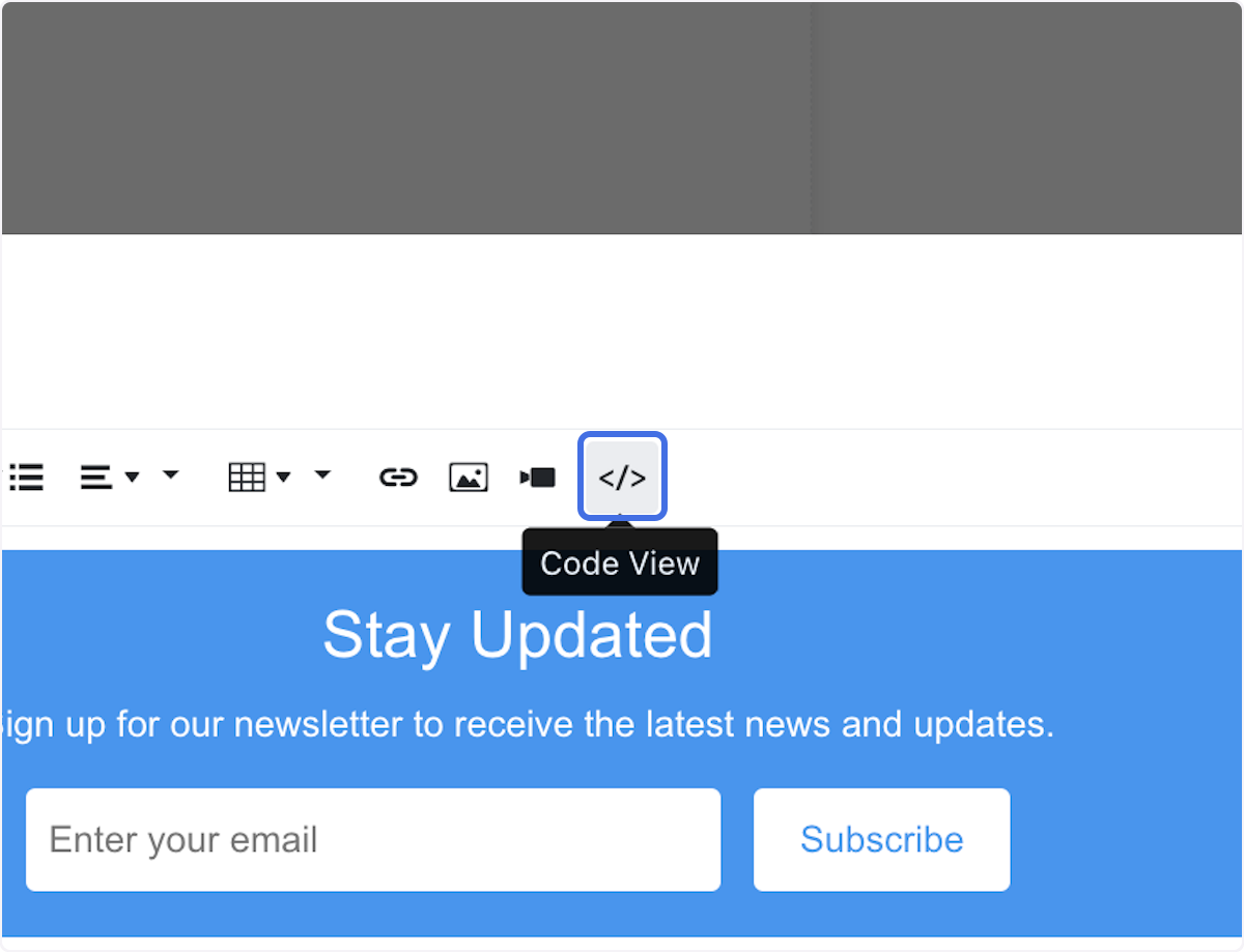 Footer Content Code View option