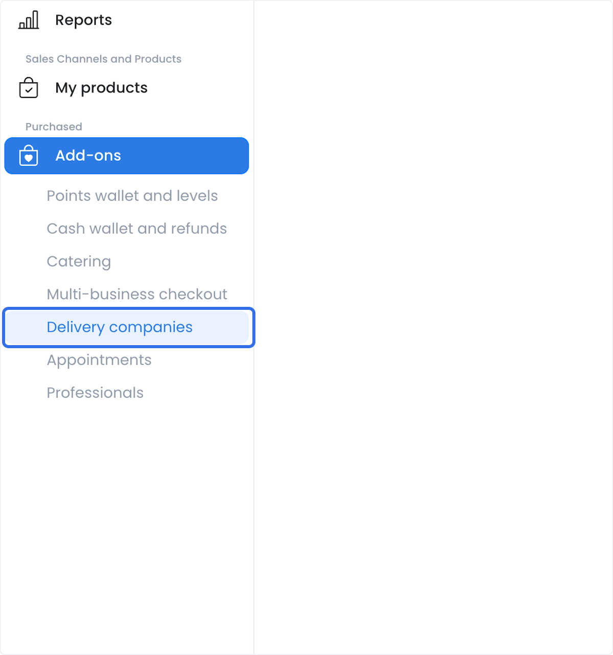 Navegación de Dashboard hasta Delivery Companies