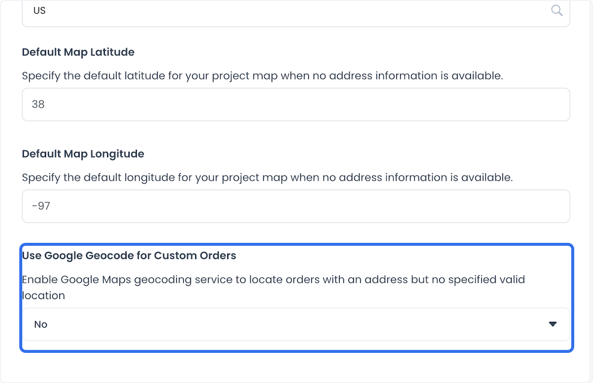 Interruptor Use Google Geocode for Custom Orders