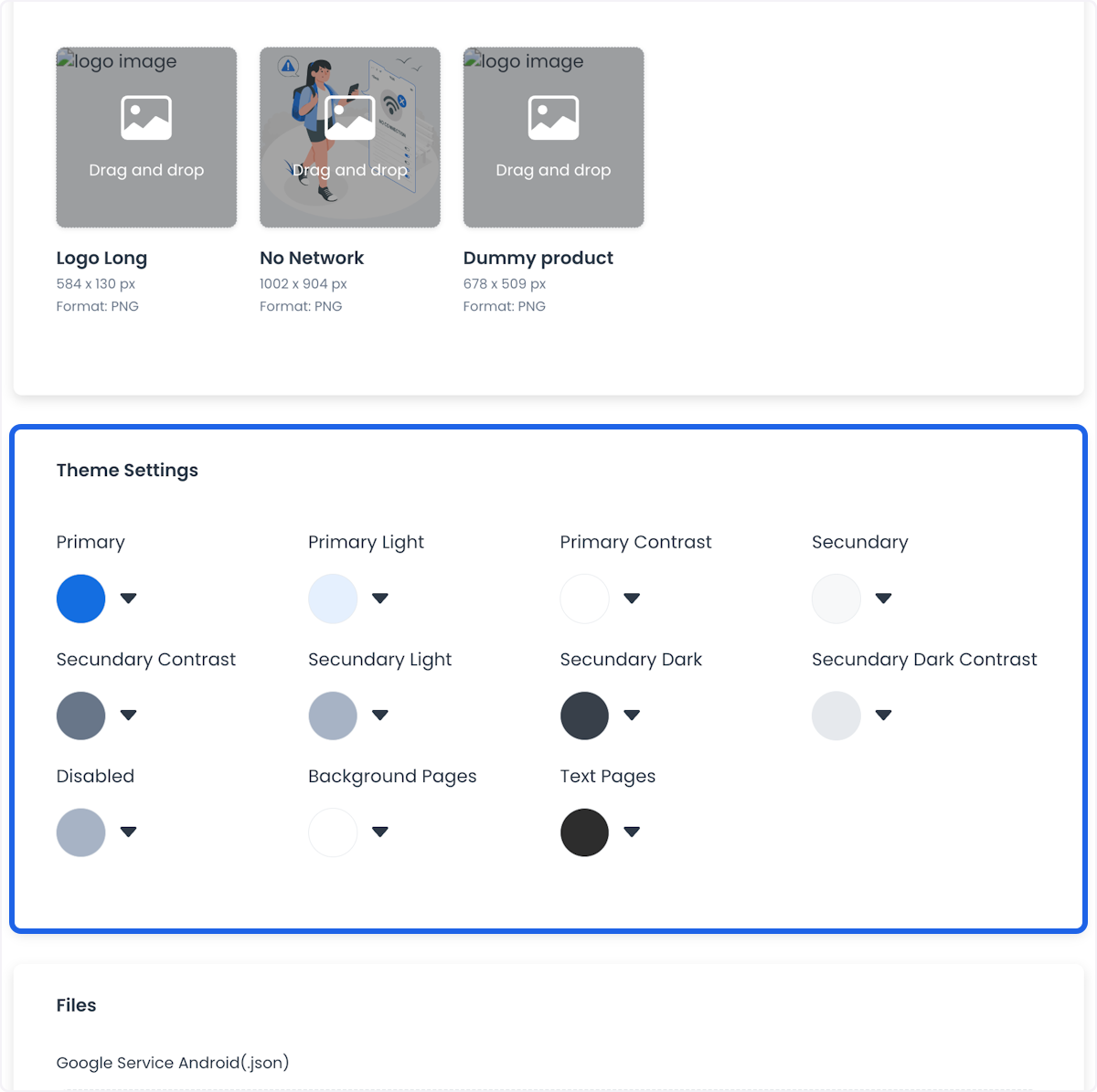 Controles de color del tema de Business App