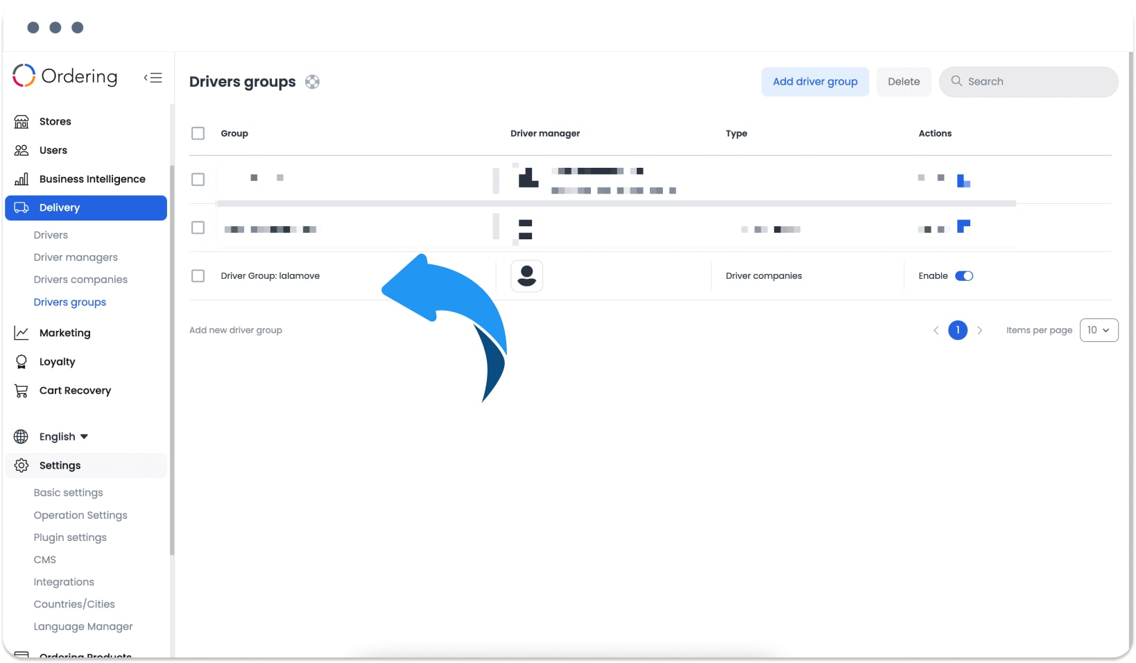 Lalamove-related delivery company and Driver-group configuration