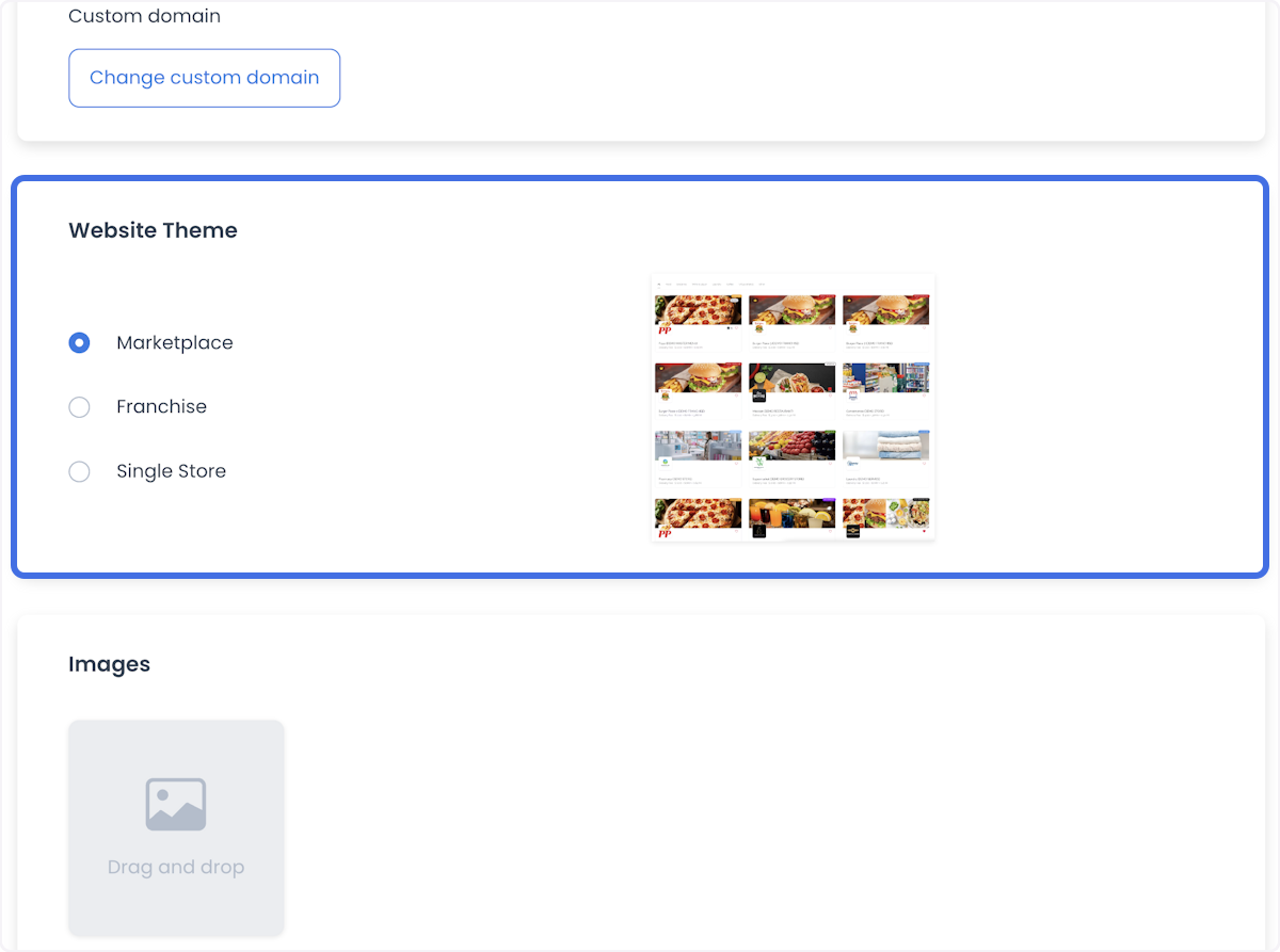 Website Theme options in Basic Settings