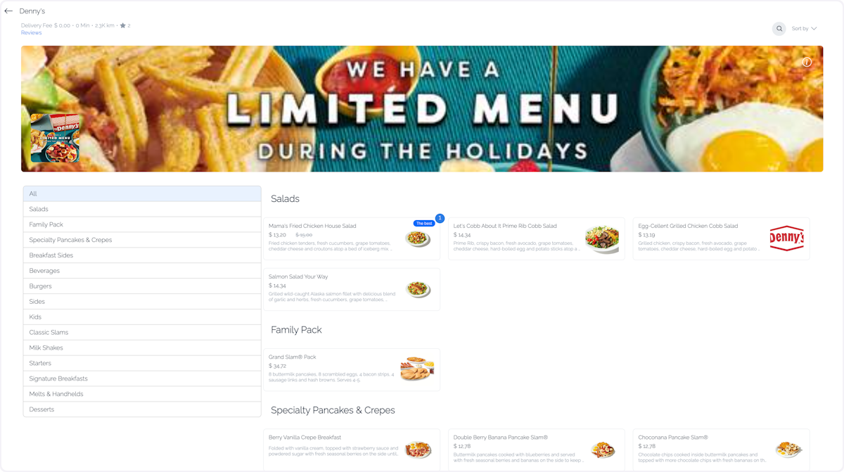 Store catalog after applying the Groceries layout