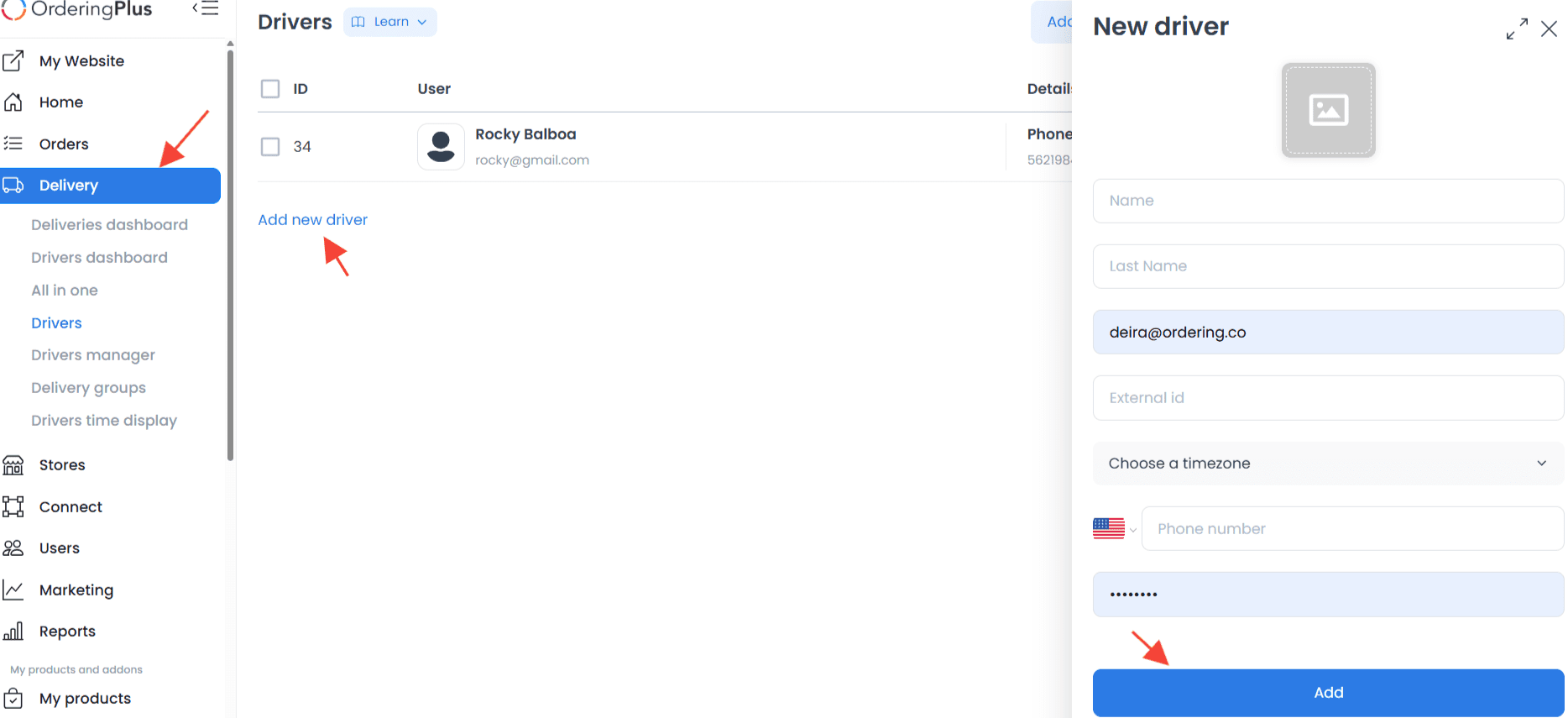 Formulario Add new driver manager
