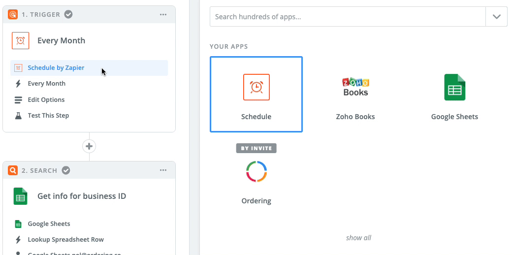 Zapier monthly date trigger configuration