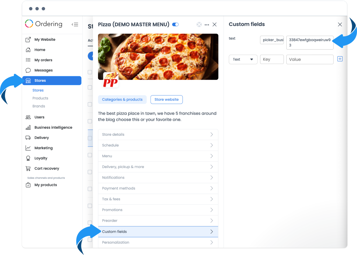 Store Custom Fields area for the picker_business_key meta field