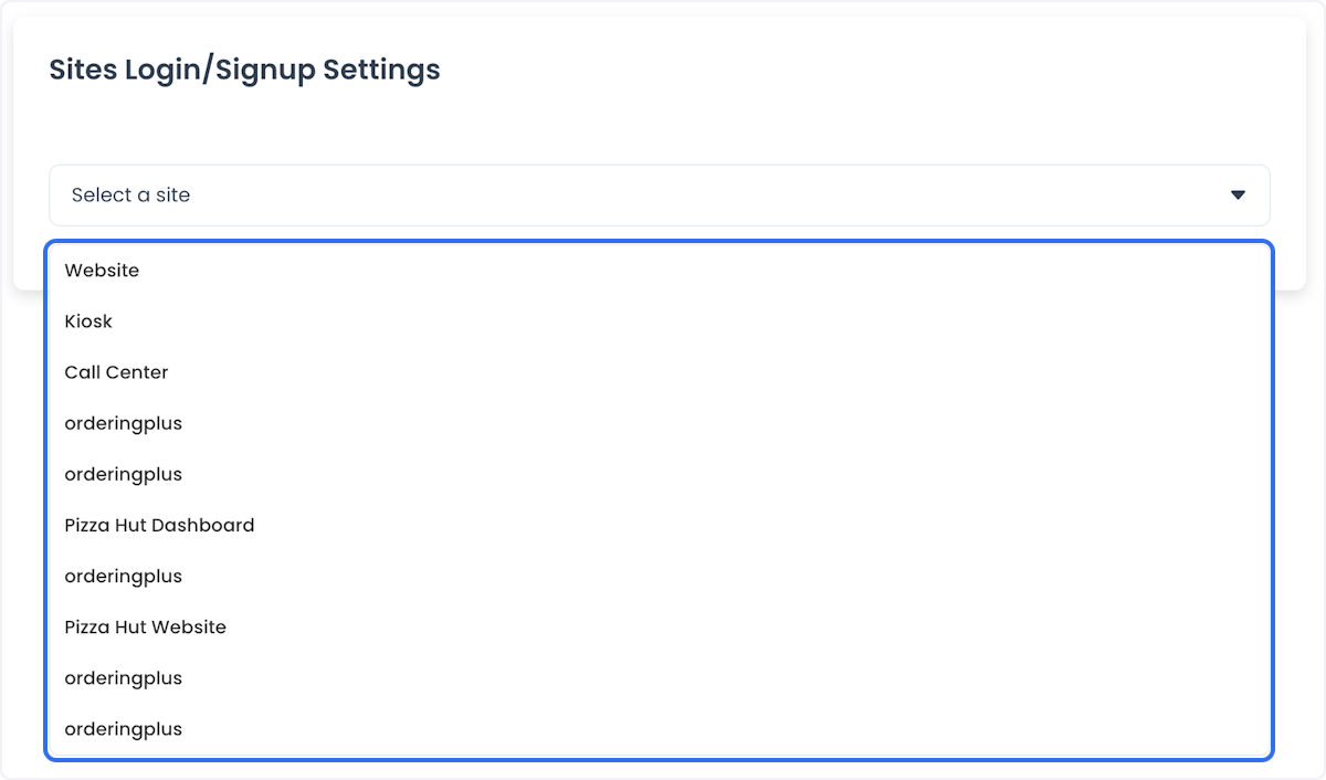 Selector histórico de Channel-specific settings desplegado con canales de ejemplo