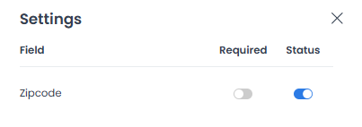 Panel Card fields con los controles Cardholder Name y Zipcode validation