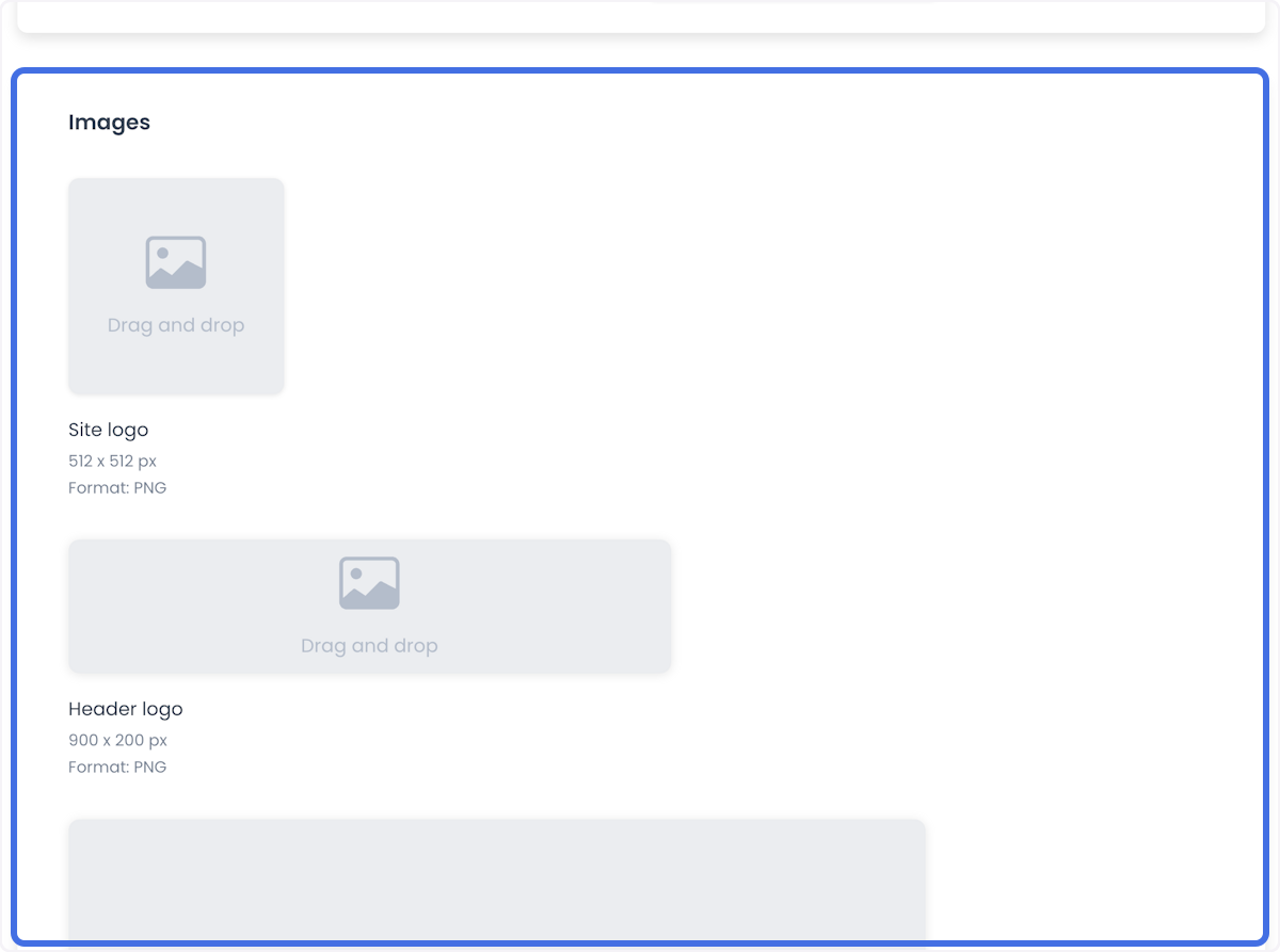 Website image fields in Basic Settings