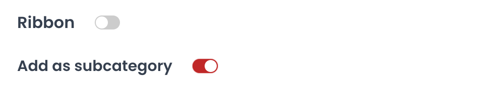Add as subcategory switch in the category form