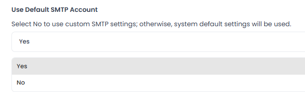 Control Use Default SMTP Account