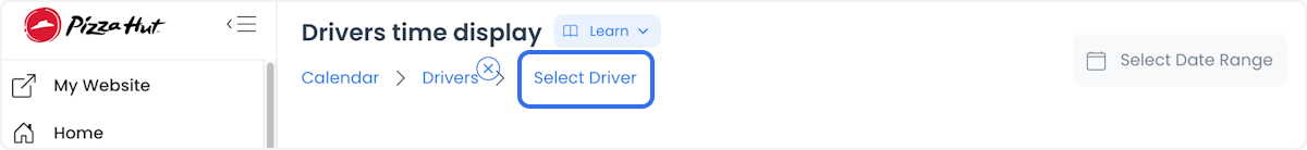 Control para seleccionar un Driver en el calendario
