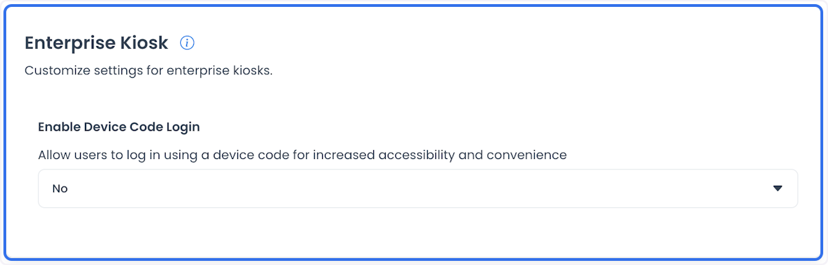 Control Enable Device Code Login con la opción No seleccionada