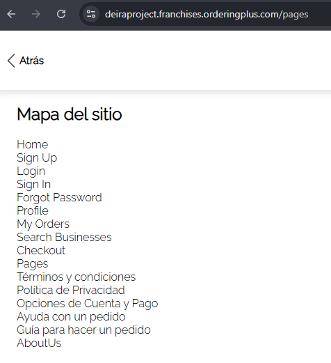 Static Pages manager opened from the website editor