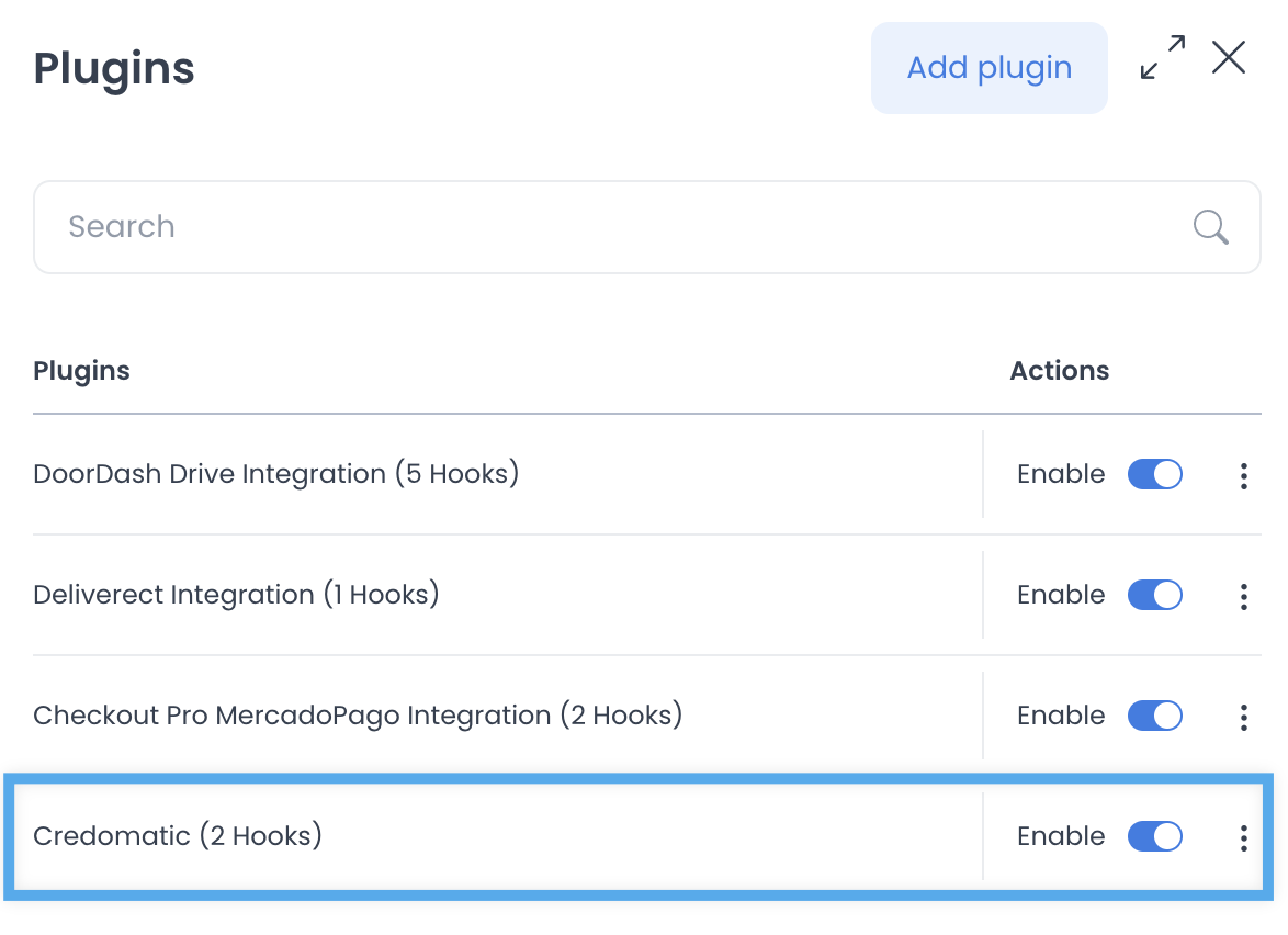 Captured installed Credomatic plugin entry