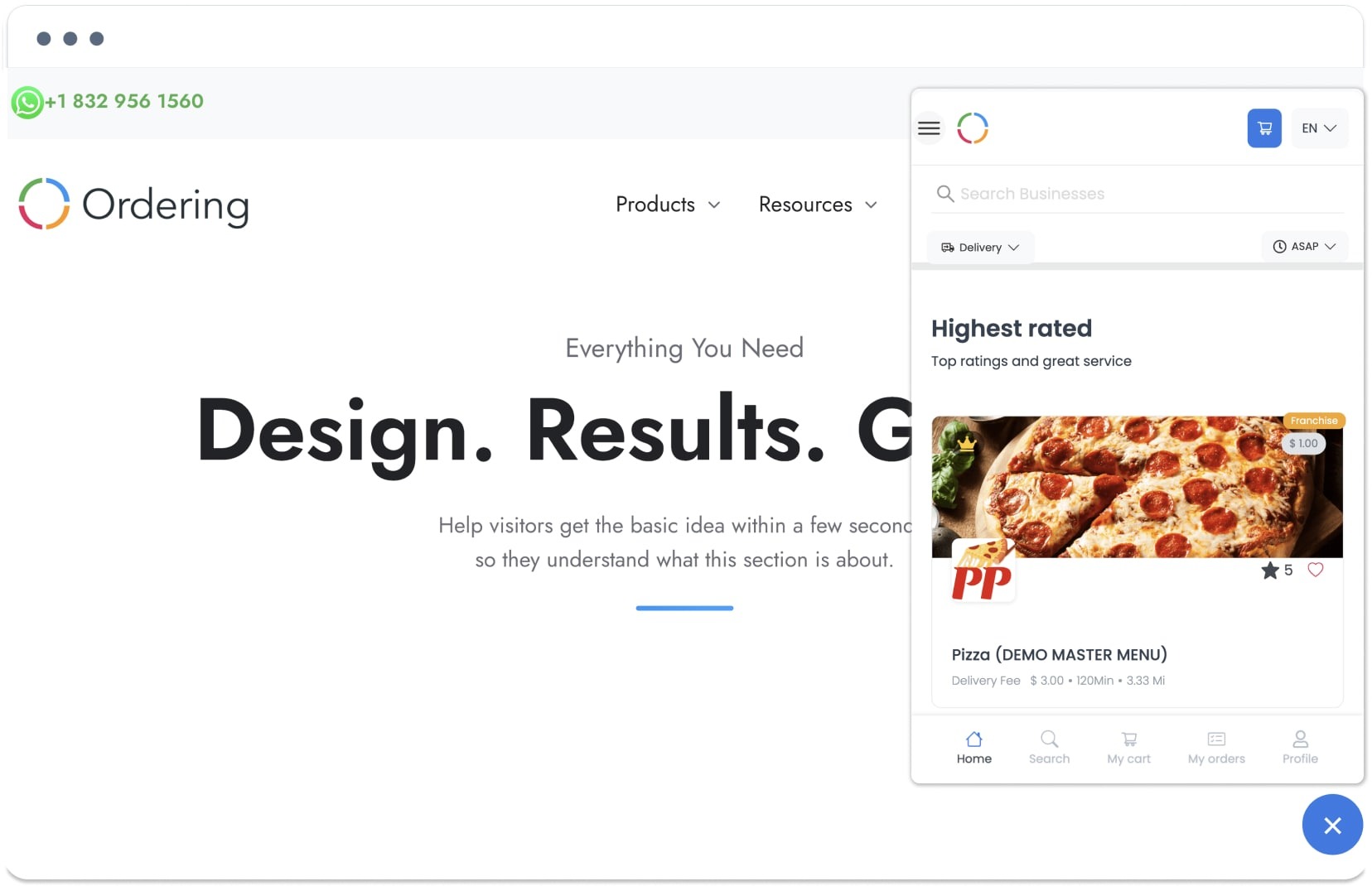 Chat-style Ordering Widget configuration