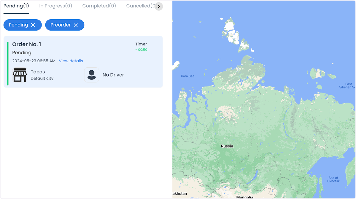 Deliveries dashboard