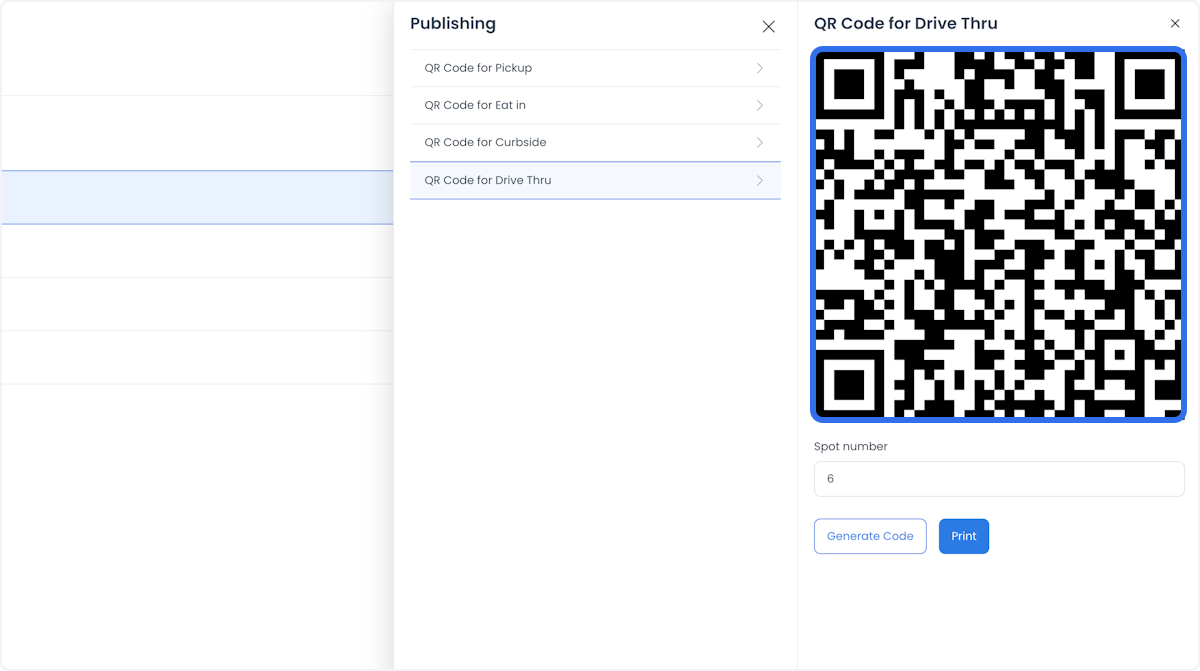 Generated QR code for Drive thru