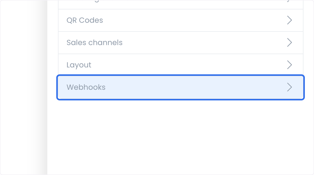 Webhooks option in the Dashboard settings