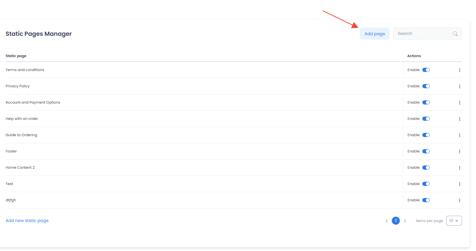 Control Add page de Static Pages Manager