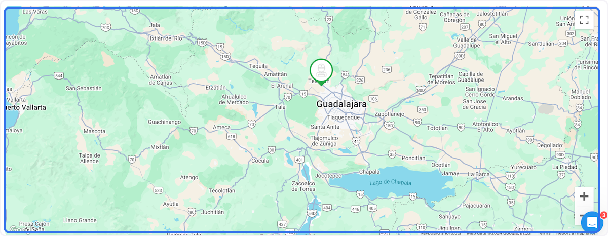 Mapa con un marcador visible de ubicación de Driver