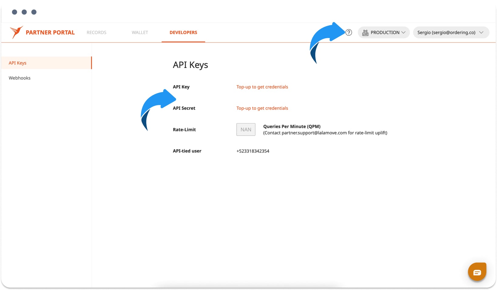 Lalamove provider account context used to obtain approved configuration data