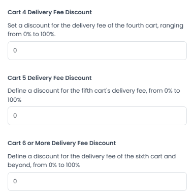 Campos Cart 4, Cart 5 y Cart 6 or More Delivery Fee Discount