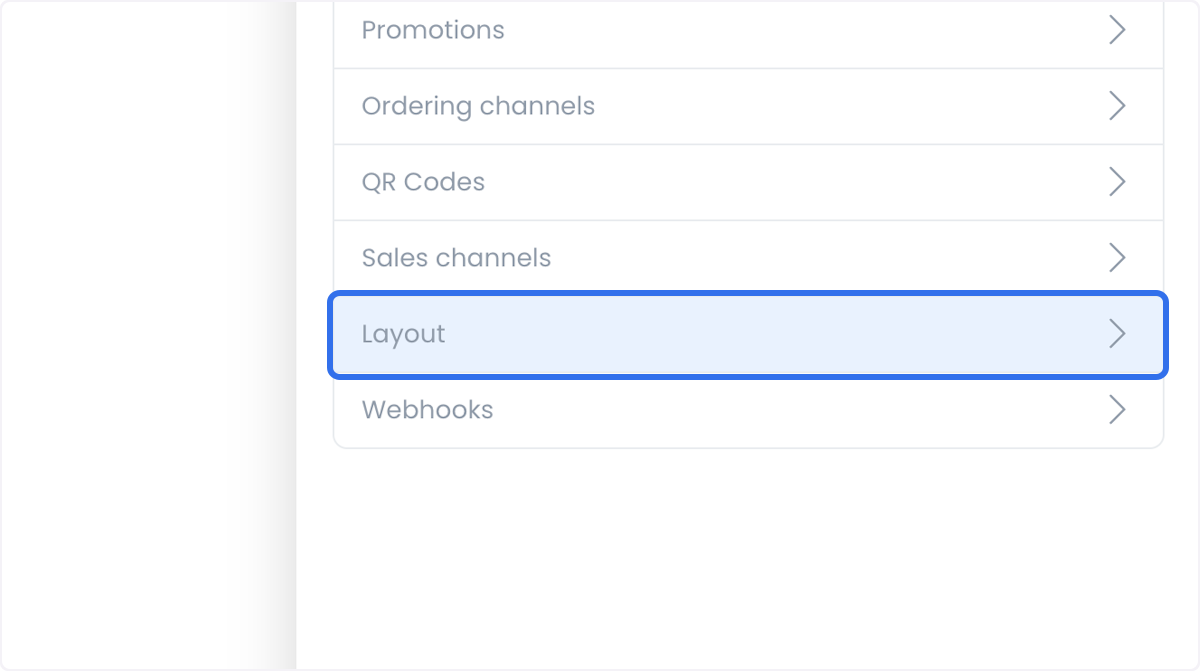 Layout option in the store settings menu