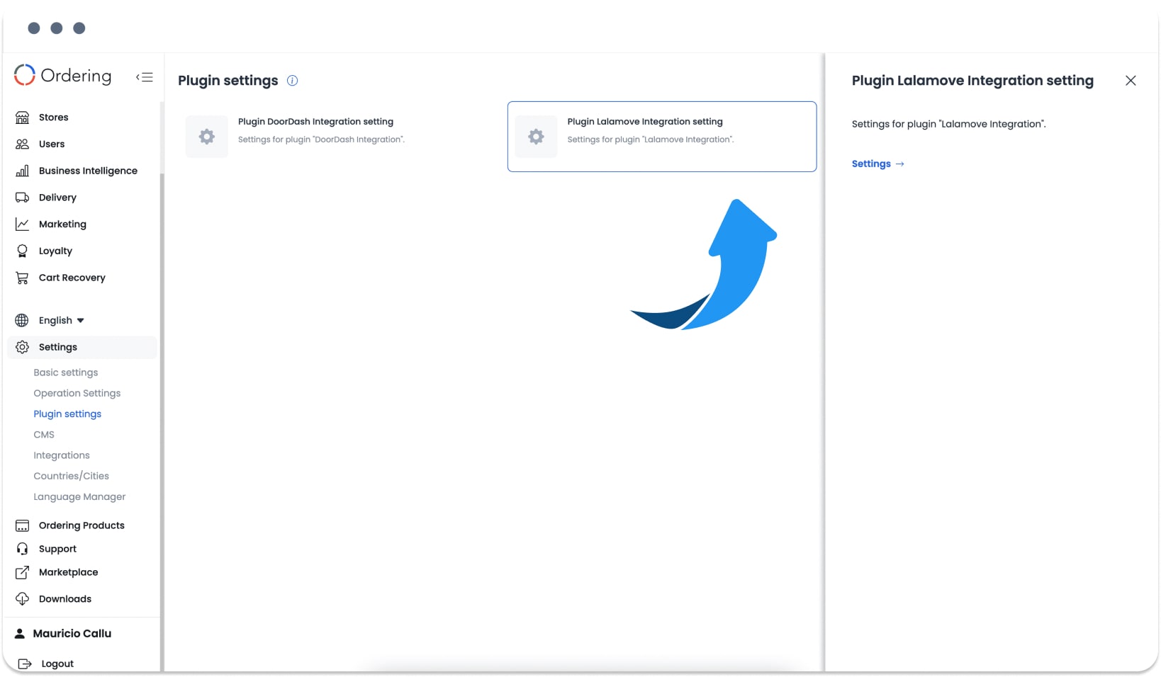 Lalamove plugin settings entry in the Dashboard